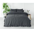 Pościel z bawełny z falbanką - Limasso - 220x200 - Grey  - na prezent w pudełku -  Bez Prasowania